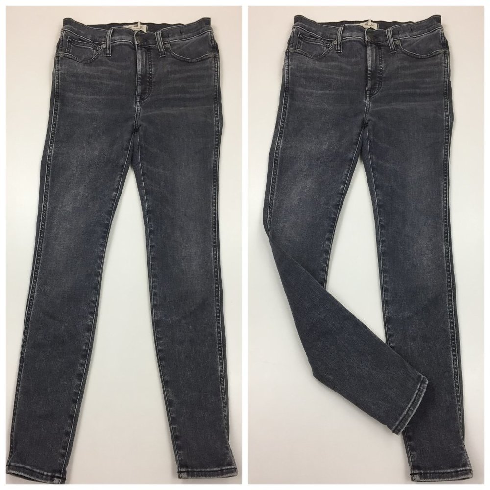 MADEWELL Gray 10" High Rise 5 Pocket Logo Hardware Skinny Jeans